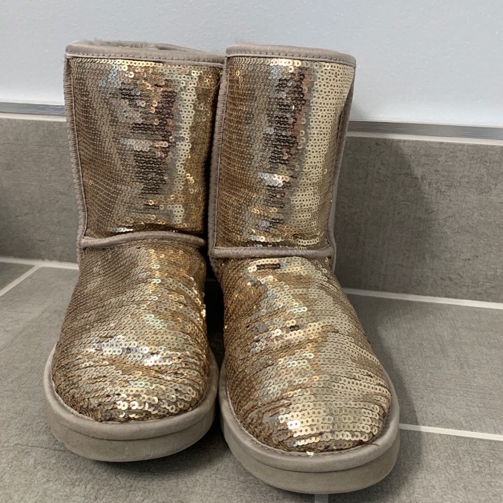 Women’s gold sequin Ugg boots